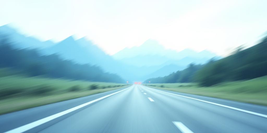 Abstrakte Darstellung einer österreichischen Autobahn mit Bergen im Hintergrund